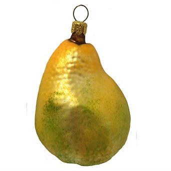 Pinnacle Peak Trading Yellow Pear Polish Glass Christmas Tree Ornament Fruit Food Decoration Poland