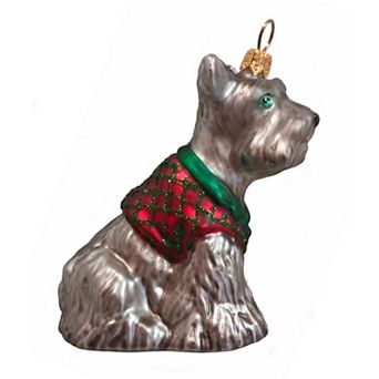 Pinnacle Peak Trading Schnauzer Wearing A Sweater Polish Mouth Blown Glass Christmas Ornament