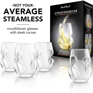 Final Touch Conundrum Stemless Wine Glasses 9 oz Set Of 4