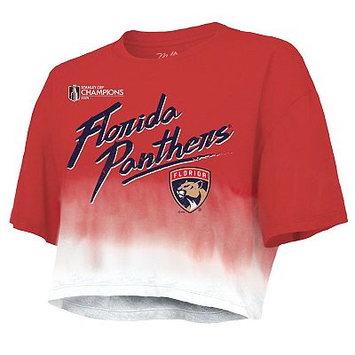 Women's Majestic Threads Matthew Tkachuk Red Florida Panthers 2024 Stanley  Cup Champions Dip Dye Boxy Crop Name & Number T-Shirt