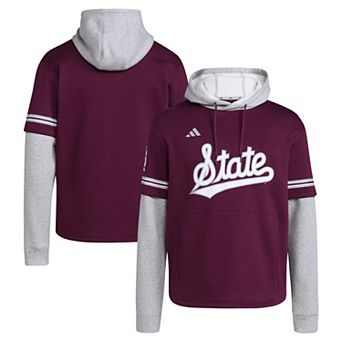 Men's adidas Maroon Mississippi State Bulldogs Pullover Baseball Jersey Hoodie