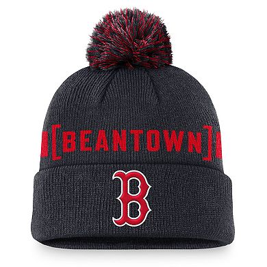 Men's Nike Navy Boston Red Sox Hometown Peak Cuffed Knit Hat with Pom