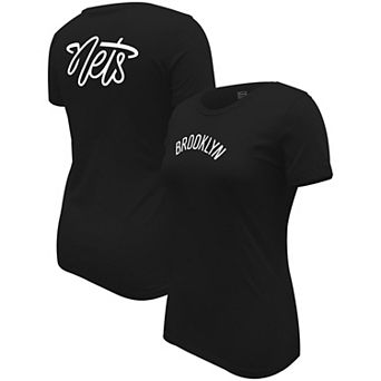 Women's Stadium Essentials Black Brooklyn Nets Origins Script T-Shirt