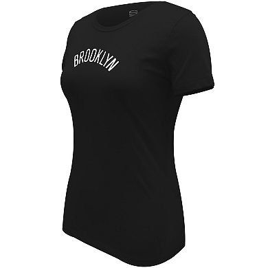 Women's Stadium Essentials Black Brooklyn Nets Origins Script T-Shirt