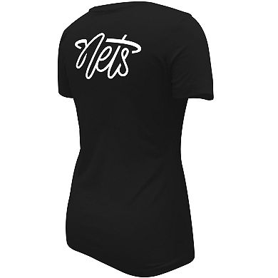 Women's Stadium Essentials Black Brooklyn Nets Origins Script T-Shirt