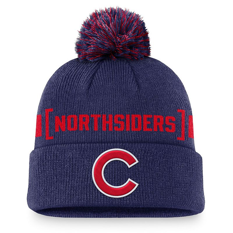 Men's Nike Royal Chicago Cubs Hometown Peak Cuffed Knit Hat with Pom, Blue