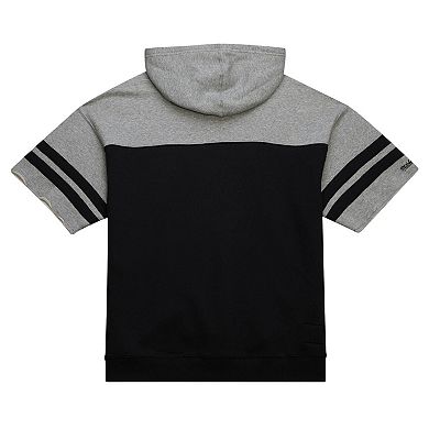 Men's Mitchell & Ness Black Oakland Raiders Gridiron Classics Off Field Vintage Logo Short Sleeve Pullover Hoodie