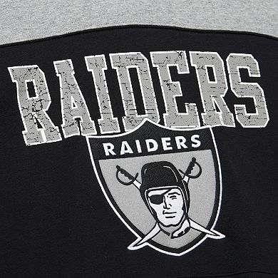 Men's Mitchell & Ness Black Oakland Raiders Gridiron Classics Off Field Vintage Logo Short Sleeve Pullover Hoodie