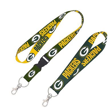 WinCraft Green Bay Packers 2-Pack Lanyard with Detachable Buckle & Key Strap Set