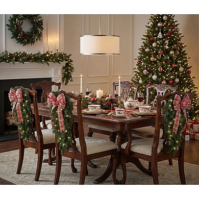 BrylaneHome Pre-Lit Swags With Bows, Set Of 4