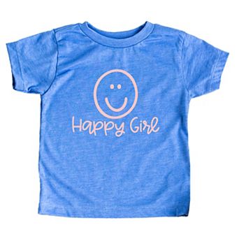 Happy Girl Smiley Face Toddler Short Sleeve Graphic Tee