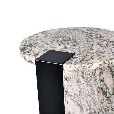 Lyra Contemporary Natural Marble/metal Handmade Round End Table