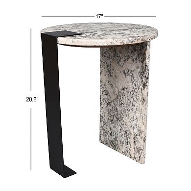 Lyra Contemporary Natural Marble/metal Handmade Round End Table