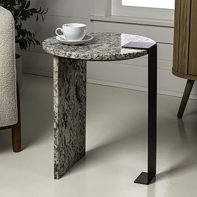 Lyra Contemporary Natural Marble/metal Handmade Round End Table