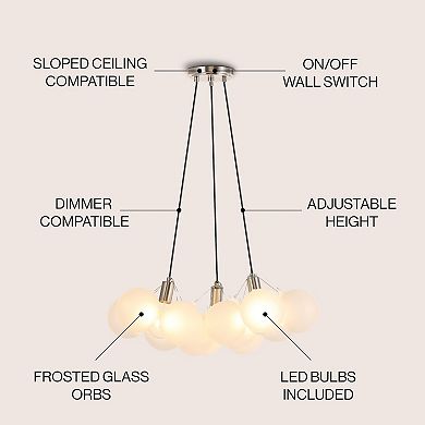 Aubrey 3-light Mid-century Glam Frosted Glass Orb Led Chandelier