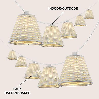 Payton 10-Light Indoor/Outdoor 10 ft. Classic Cottage LED G40 Faux-Rattan Shaded String Lights