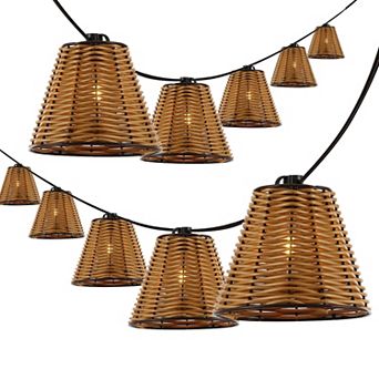 Payton 10-Light Indoor/Outdoor 10 ft. Classic Cottage LED G40 Faux-Rattan Shaded String Lights