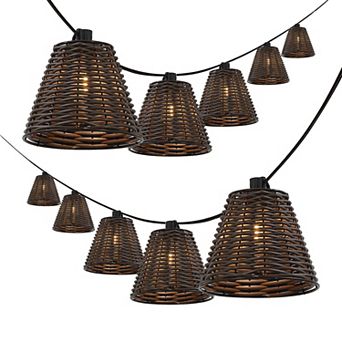 Payton 10-Light Indoor/Outdoor 10 ft. Classic Cottage LED G40 Faux-Rattan Shaded String Lights