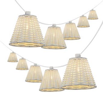 Payton 10-Light Indoor/Outdoor 10 ft. Classic Cottage LED G40 Faux-Rattan Shaded String Lights