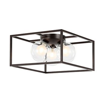 Kyle 3-light Modern Farmhouse Metal/iron Open-caged Led Flush Mount