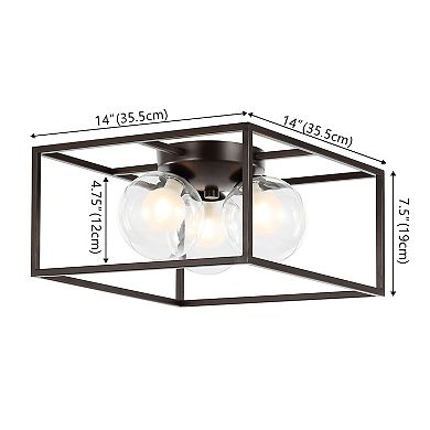 Kyle 3-light Modern Farmhouse Metal/iron Open-caged Led Flush Mount