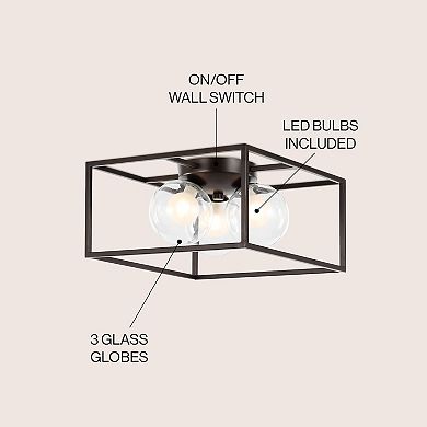 Kyle 3-light Modern Farmhouse Metal/iron Open-caged Led Flush Mount