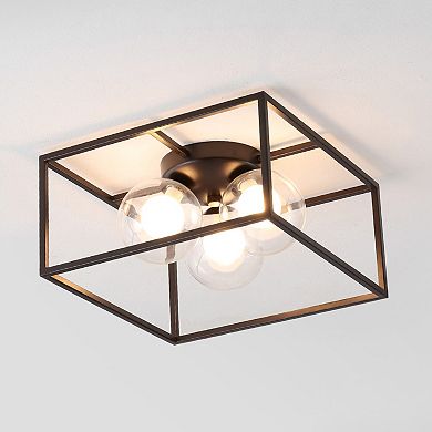 Kyle 3-light Modern Farmhouse Metal/iron Open-caged Led Flush Mount