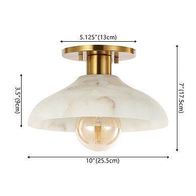 Amara 1-light Mid-century Classic Alabaster/iron Led Semi Flush Mount