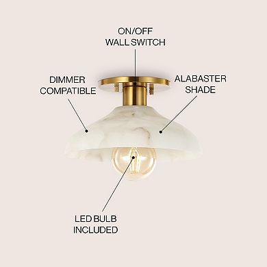 Amara 1-light Mid-century Classic Alabaster/iron Led Semi Flush Mount