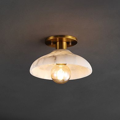 Amara 1-light Mid-century Classic Alabaster/iron Led Semi Flush Mount