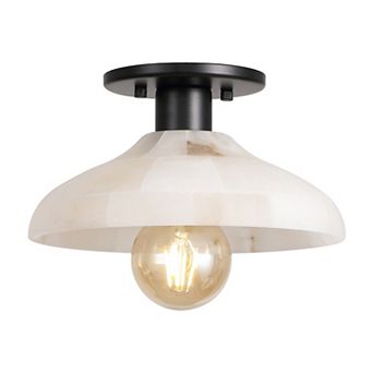 Amara 1-light Mid-century Classic Alabaster/iron Led Semi Flush Mount