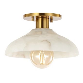 Amara 1-light Mid-century Classic Alabaster/iron Led Semi Flush Mount