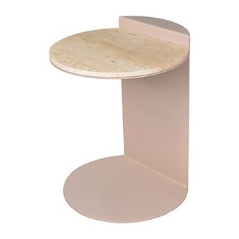 Evelyn Contemporary Natural Marble/metal Handmade C-shaped End Table