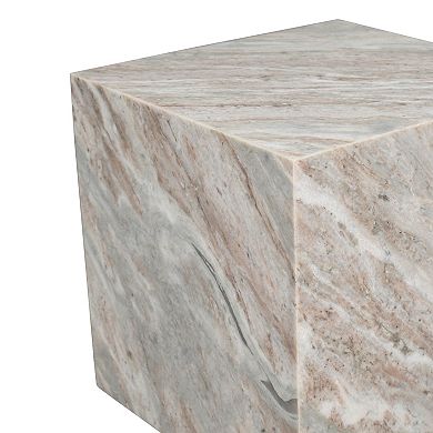 Felix Contemporary Natural Marble Handmade Cube End Table