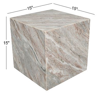 Felix Contemporary Natural Marble Handmade Cube End Table