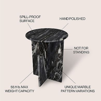 Javier Contemporary Natural Marble Handmade X-shaped End Table