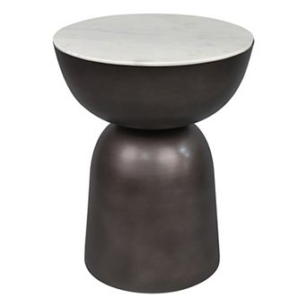 Atarah Contemporary Natural Marble/metal Handmade Hourglass End Table