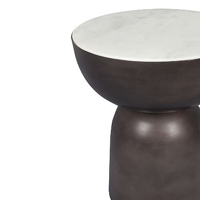 Atarah Contemporary Natural Marble/metal Handmade Hourglass End Table