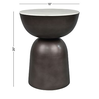 Atarah Contemporary Natural Marble/metal Handmade Hourglass End Table