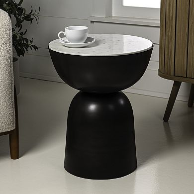 Atarah Contemporary Natural Marble/metal Handmade Hourglass End Table