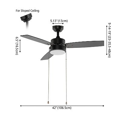 Blair 1-light Minimalist 3-speed Iron Height Adjustable Integrated Led Ceiling Fan With Pull Chains