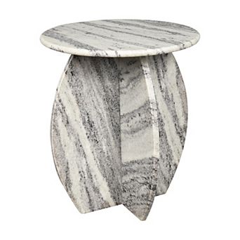 Venus Contemporary Natural Marble Handmade X-shaped End Table