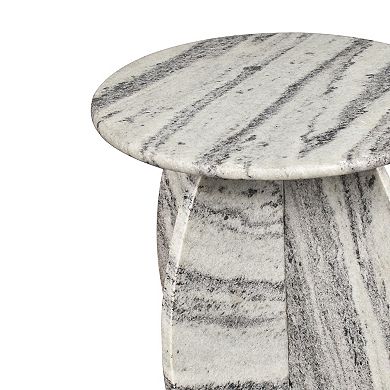 Venus Contemporary Natural Marble Handmade X-shaped End Table