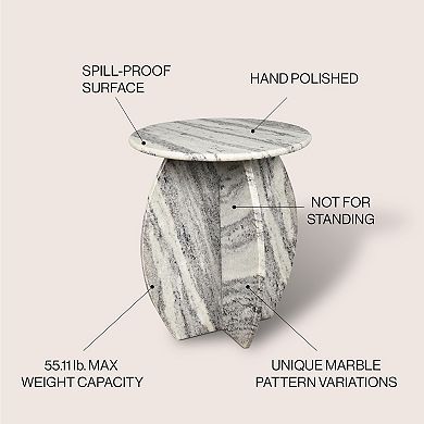 Venus Contemporary Natural Marble Handmade X-shaped End Table