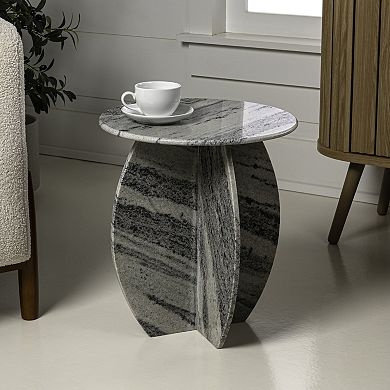 Venus Contemporary Natural Marble Handmade X-shaped End Table