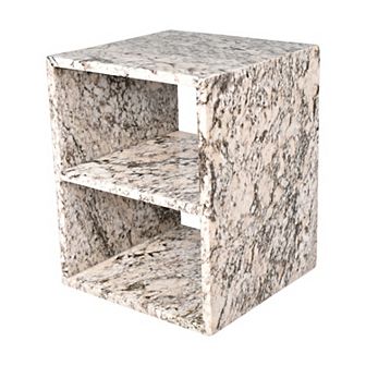 Sloane Modern Natural Marble Handmade Rectangular 2-shelf End Table