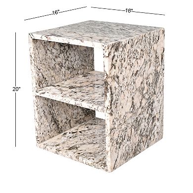 Sloane Modern Natural Marble Handmade Rectangular 2-shelf End Table