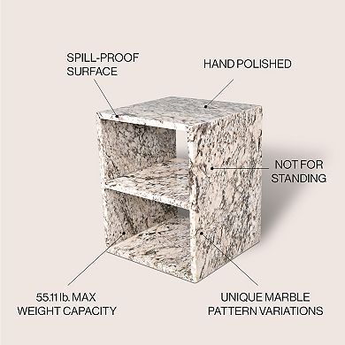 Sloane Modern Natural Marble Handmade Rectangular 2-shelf End Table