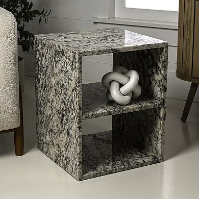 Sloane Modern Natural Marble Handmade Rectangular 2-shelf End Table