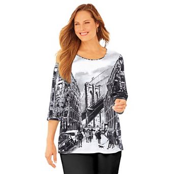 Catherines Women's Plus Size 3/4 Sleeve Seasonal Tee